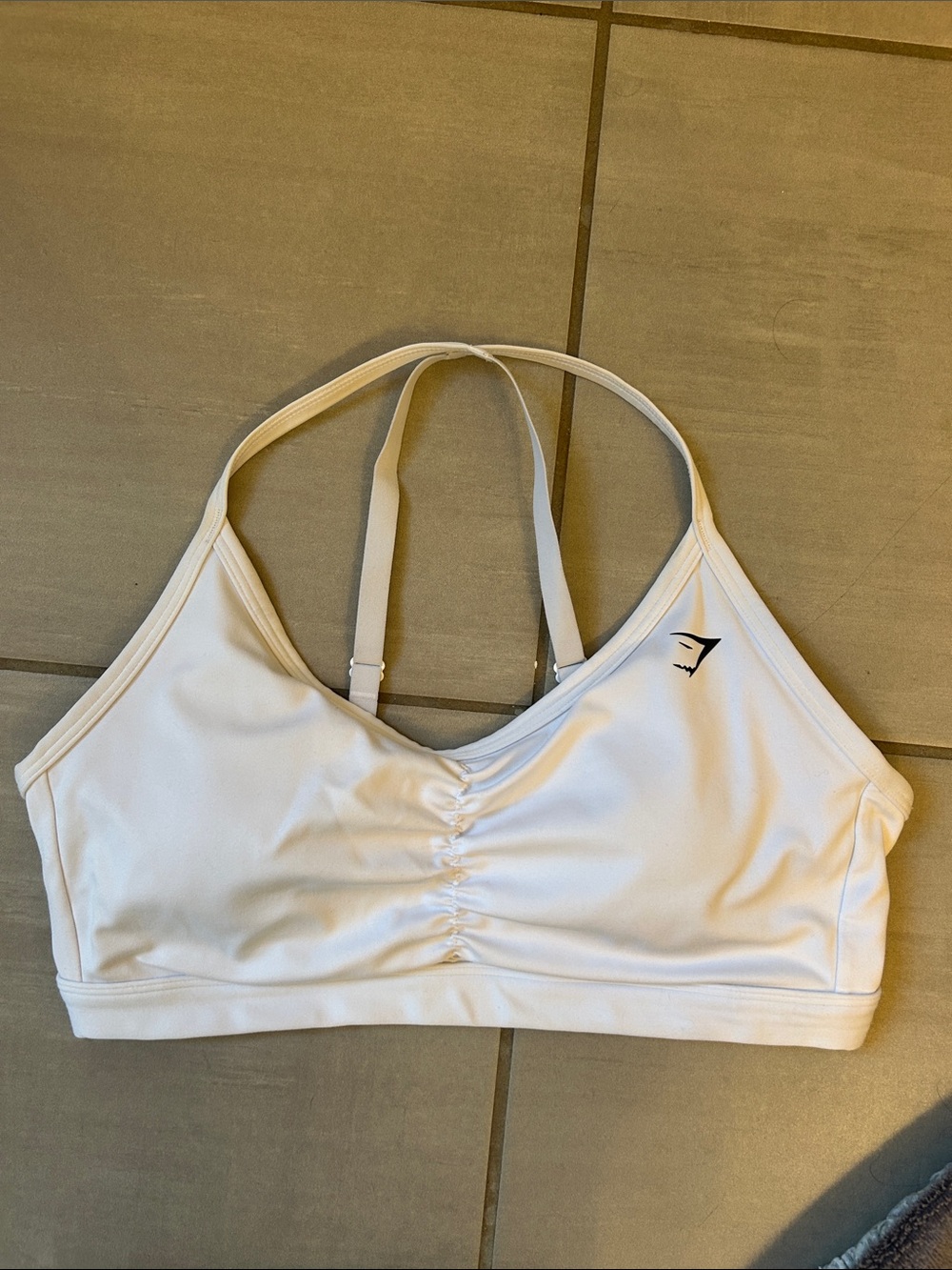Gymshark White Ruched Double-Strap Sports Bralette